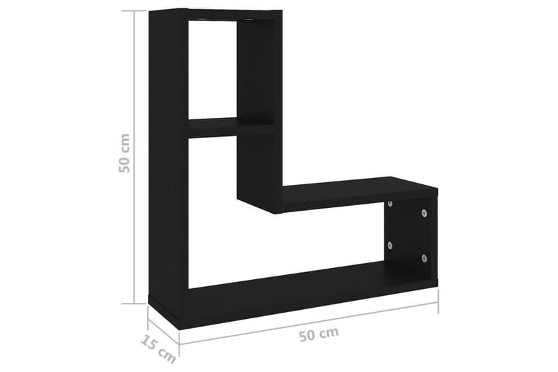 Vägghyllor 2 st svart 50x15x50 cm spånskiva - Svart - Förvaring - Köksförvaring - Kökshylla