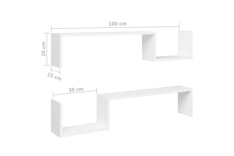 Vägghyllor 2 st Vit 100x15x20 cm spånskiva - Vit - Förvaring - Köksförvaring - Kökshylla