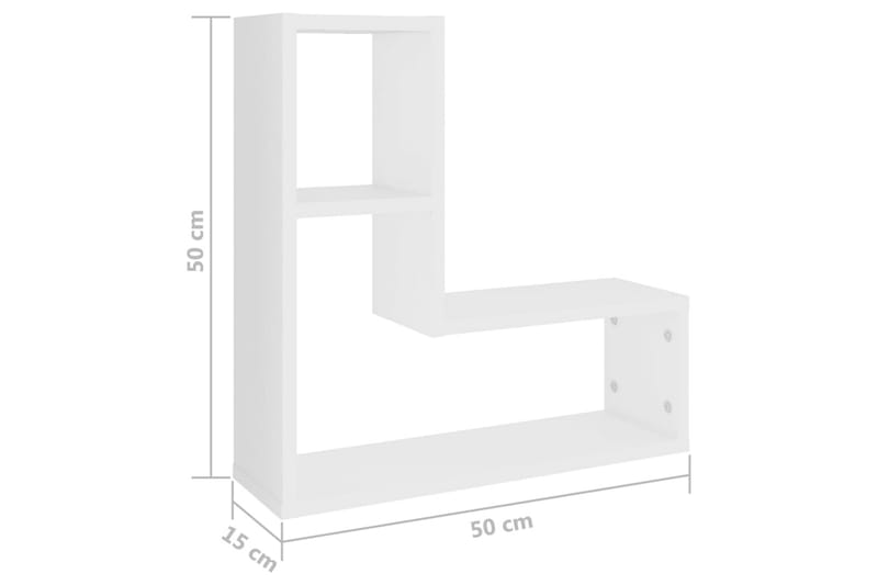 Vägghyllor 2 st vit 50x15x50 cm spånskiva - Vit - Förvaring - Köksförvaring - Kökshylla