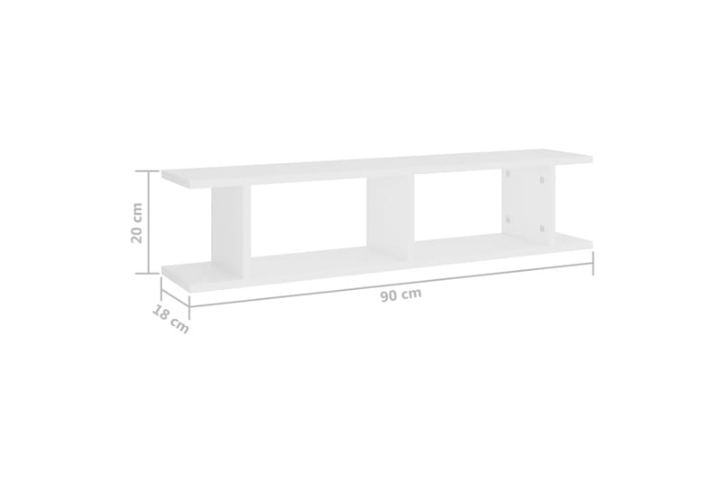 Vägghyllor 2 st vit 90x18x20 cm spånskiva - Vit - Förvaring - Köksförvaring - Kökshylla