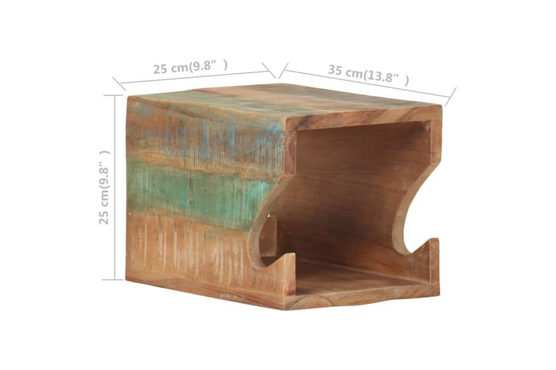 Väggmonterad cykelhållare 35x25x25 cm massivt återvunnet trä - Flerfärgad - Förvaring - Köksförvaring - Kökshylla