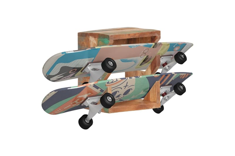 Väggmonterad skateboardhållare 25x20x30 cm återvunnet trä - Natur - Förvaring - Köksförvaring - Kökshylla