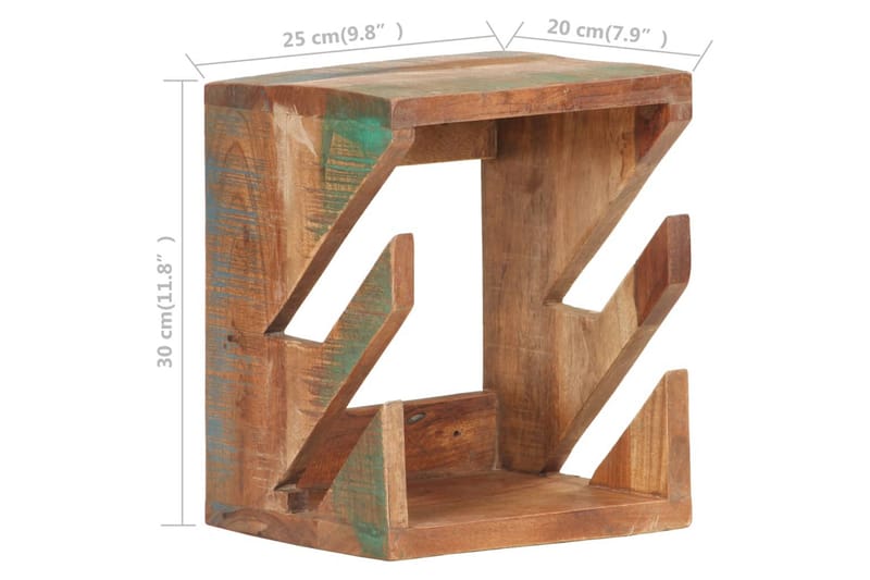 Väggmonterad skateboardhållare 25x20x30 cm återvunnet trä - Natur - Förvaring - Köksförvaring - Kökshylla