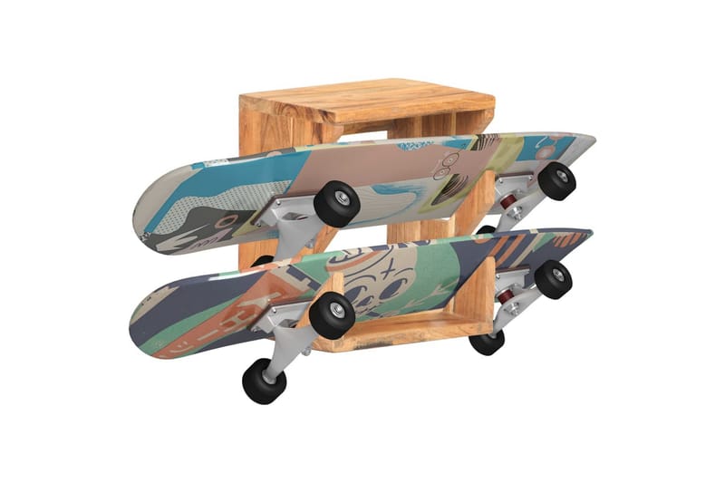 Väggmonterad skateboardhållare 25x20x30 cm massivt akaciaträ - Natur - Förvaring - Köksförvaring - Kökshylla