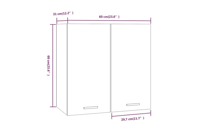 Väggskåp grå sonoma-ek 60x31x60 cm konstruerat trä - Grå - Förvaring - Köksförvaring - Kökshylla