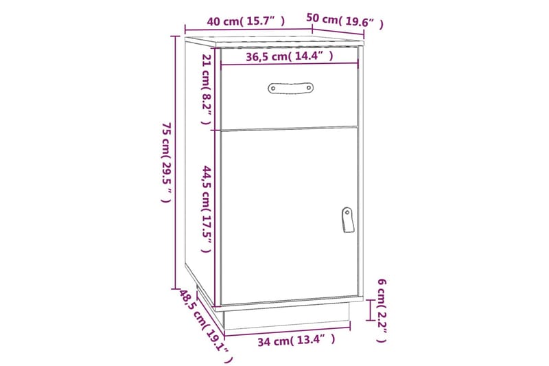 beBasic Skrivbordsskåp grå 40x50x75 cm massiv furu - Förvaring - Kontorsförvaring