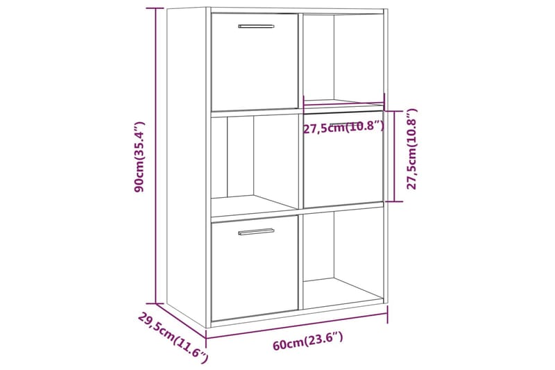 beBasic Förvaringsskåp grå sonoma 60x29,5x90 cm - Förvaring - Skåp - Vitrinskåp