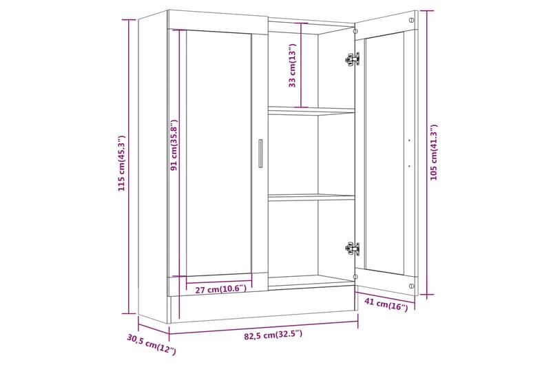 beBasic Vitrinskåp brun ek 82,5x30,5x115 cm konstruerat trä - Förvaring - Skåp - Vitrinskåp