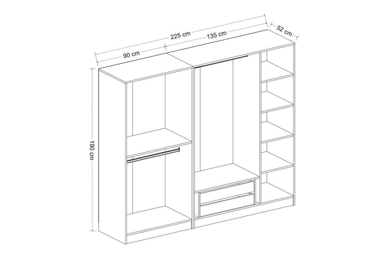 Poolburn Garderob 225 cm Vit - Förvaring - Skåp - Garderobsskåp