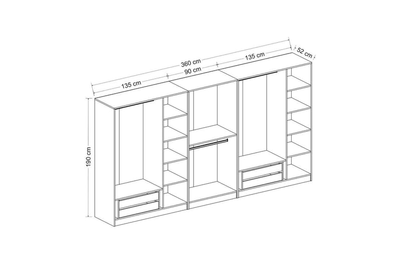 Poolburn Garderob 360 cm Antracit - Förvaring - Skåp - Garderobsskåp