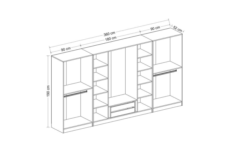 Poolburn Garderob 360 cm Vit - Förvaring - Skåp - Garderobsskåp