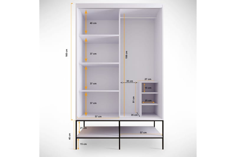 WARTH Garderob 57x120 Vit - Förvaring - Skåp - Garderobsskåp