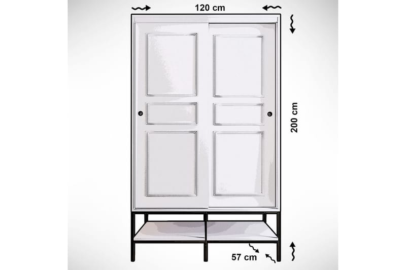 WARTH Garderob 57x120 Vit/Svart/Guld - Förvaring - Skåp - Garderobsskåp