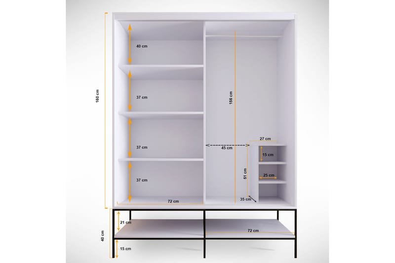 WARTH Garderob 57x150 Vit - Förvaring - Skåp - Garderobsskåp