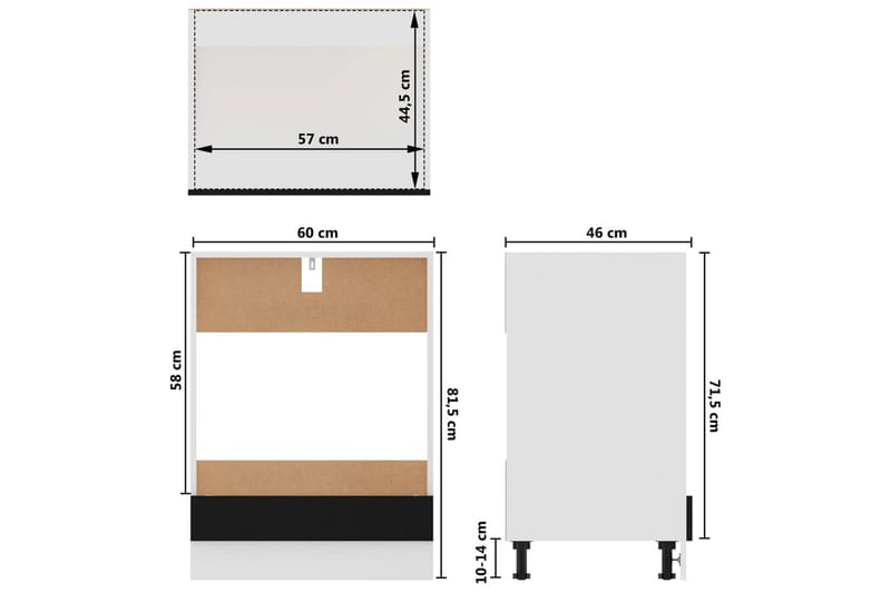 Köksskåp för ugn svart 60x46x81,5 cm spånskiva - Svart - Förvaring - Skåp - Köksskåp