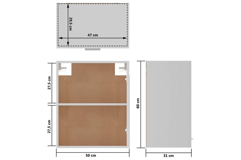 Väggskåp 2 st vit 50x31x60 cm spånskiva - Vit - Förvaring - Skåp - Köksskåp