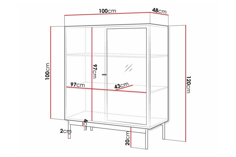 Kintore Vitrinskåp 120 cm Svart - Förvaring - Skåp - Vitrinskåp