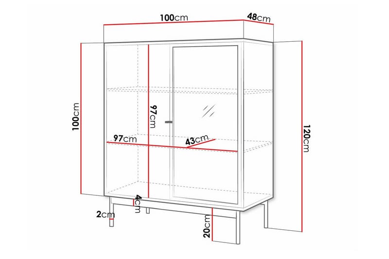 Kintore Vitrinskåp 120 cm Svart - Förvaring - Skåp - Vitrinskåp