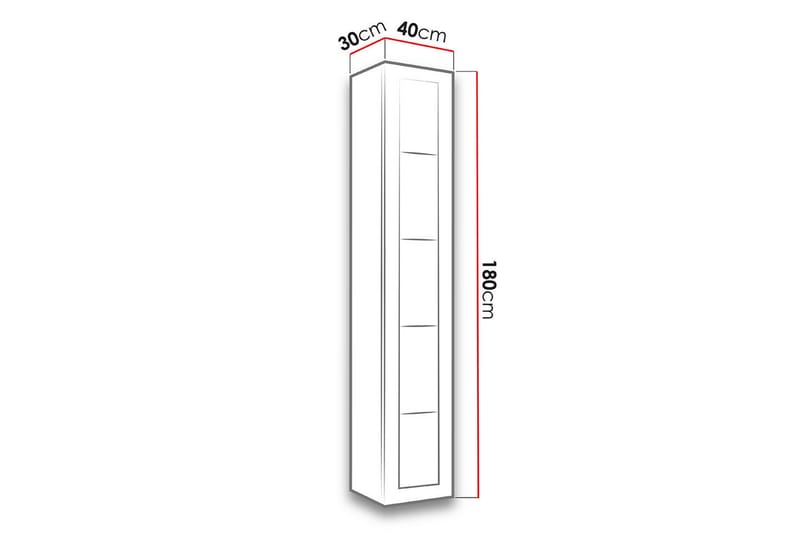 LISBURN Vitrinskåp 30x40 cm Blå LED Natur/Svart - Förvaring - Skåp - Vitrinskåp