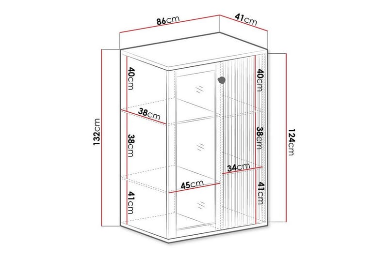 Rosehall Vitrinskåp 132 cm Svart - Förvaring - Skåp - Vitrinskåp