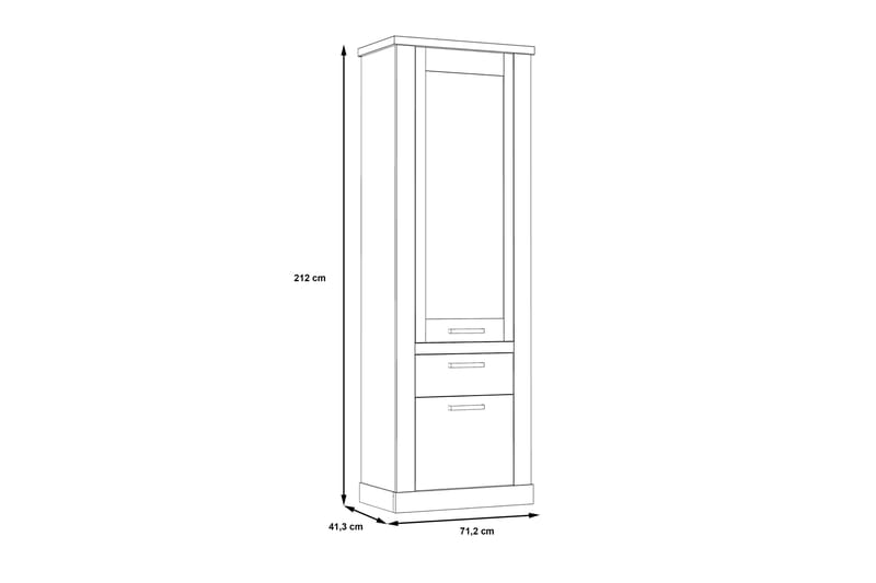 TIZOL Vitrinskåp 71x212 cm Brun/Grå - Förvaring - Skåp - Vitrinskåp