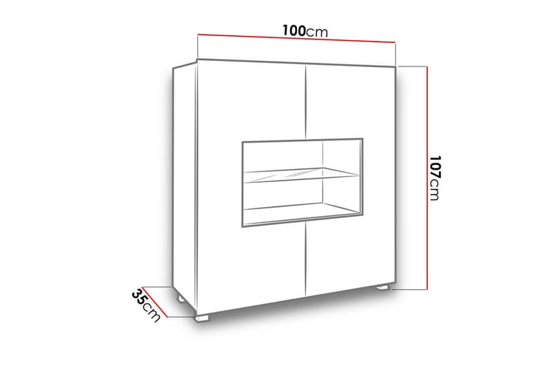 TRACEY Skänk 100 cm LED-belysning Vit - Vit/Blå LED - Förvaring - Skåp - Vitrinskåp