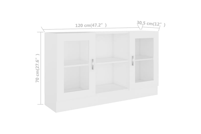 Vitrinskåp vit 120x30,5x70 cm spånskiva - Vit - Förvaring - Skåp - Vitrinskåp