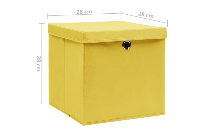 Förvaringslådor med lock 10 st 28x28x28 cm gul - Gul - Förvaring - Småförvaring - Förvaringslådor