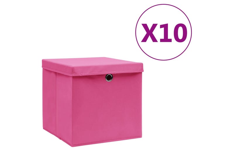 Förvaringslådor med lock 10 st 28x28x28 cm rosa - Rosa - Förvaring - Småförvaring - Förvaringslådor