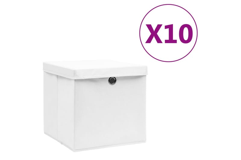 Förvaringslådor med lock 10 st 28x28x28 cm vit - Vit - Förvaring - Småförvaring - Förvaringslådor