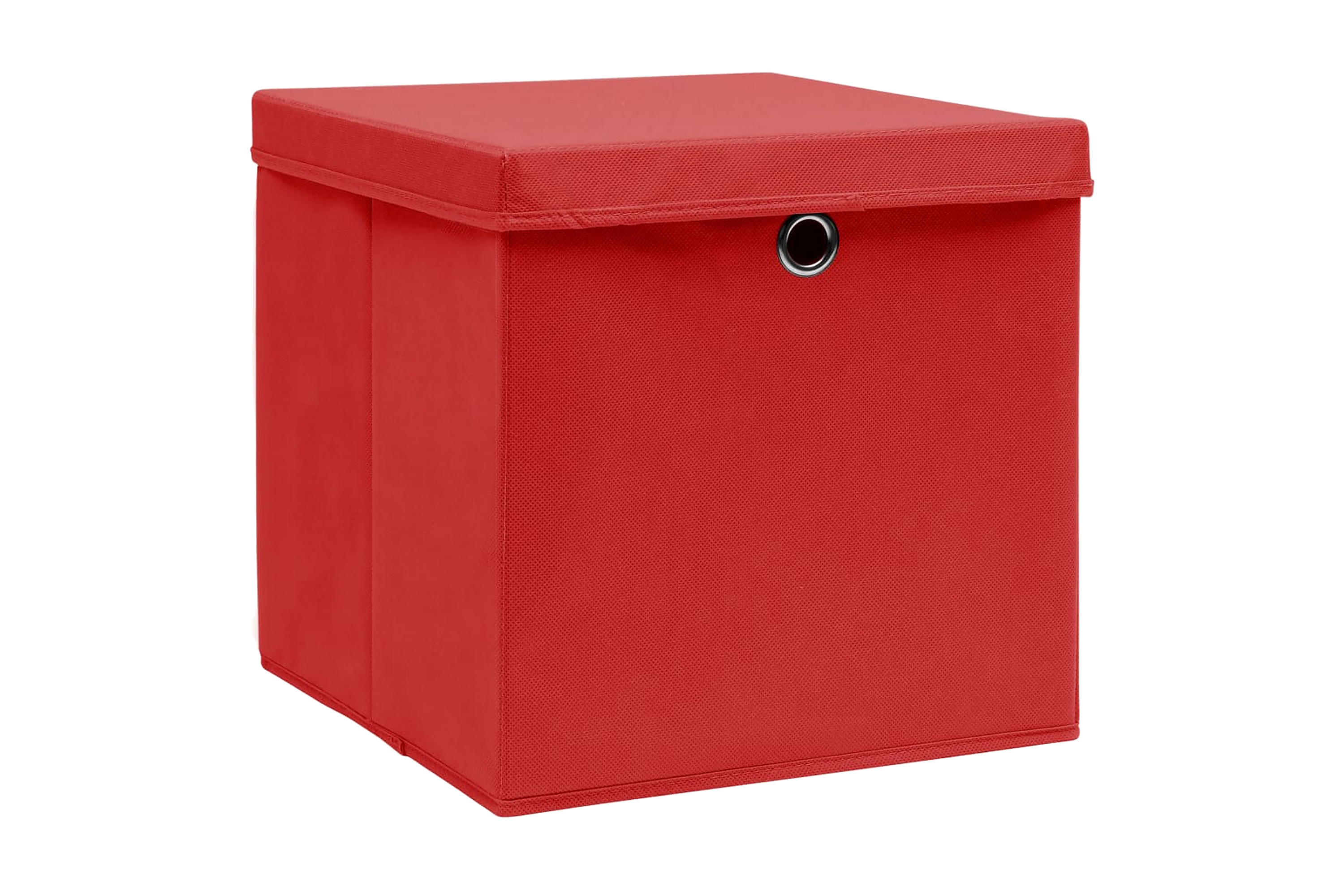 Förvaringslådor med lock 10 st röd 32x32x32 cm tyg – Röd