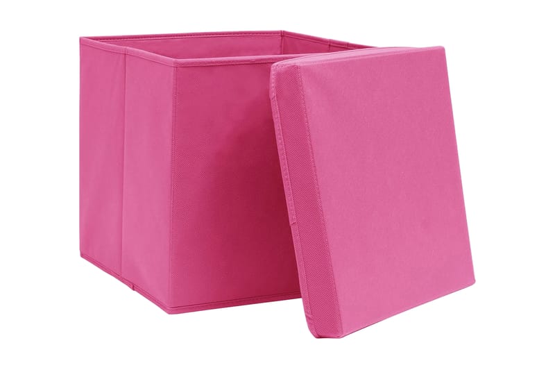 Förvaringslådor med lock 10 st rosa 32x32x32 cm tyg - Rosa - Förvaring - Småförvaring - Förvaringslådor