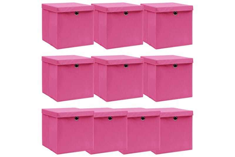 Förvaringslådor med lock 10 st rosa 32x32x32 cm tyg - Rosa - Förvaring - Småförvaring - Förvaringslådor