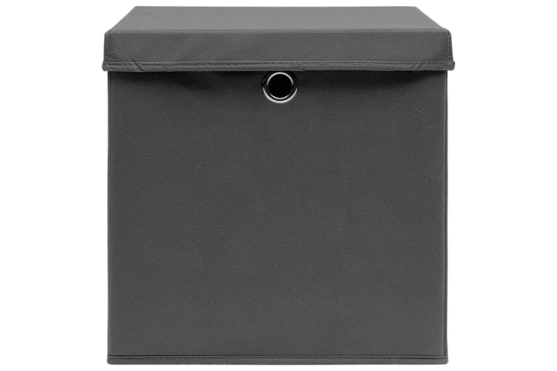 Förvaringslådor med lock 4 st 28x28x28 cm grå - Grå - Förvaring - Småförvaring - Förvaringslådor