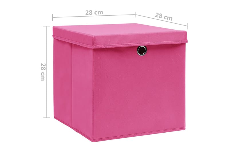 Förvaringslådor med lock 4 st 28x28x28 cm rosa - Rosa - Förvaring - Småförvaring - Förvaringslådor