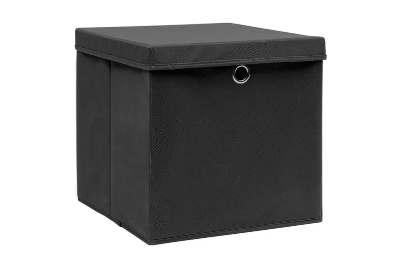 Förvaringslådor med lock 4 st 28x28x28 cm svart - Svart - Förvaring - Småförvaring - Förvaringslådor