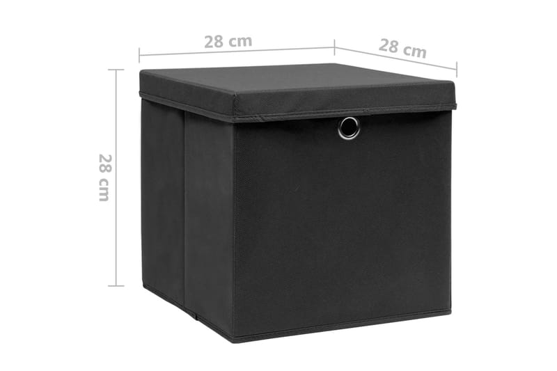 Förvaringslådor med lock 4 st 28x28x28 cm svart - Svart - Förvaring - Småförvaring - Förvaringslådor