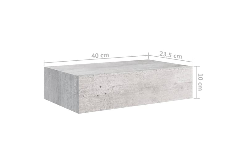 Väggmonterad låda betonggrå 40x23,5x10 cm MDF - Betonggrå - Förvaring - Småförvaring - Förvaringslådor