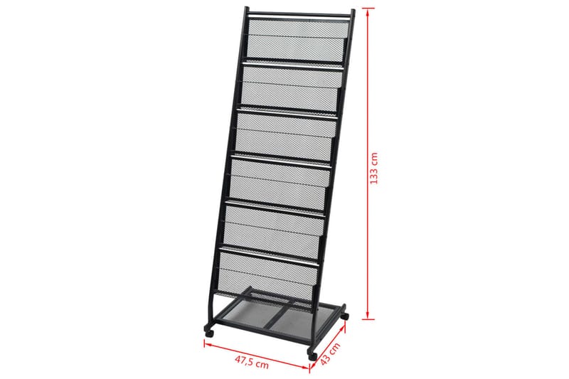 Tidningsställ 47,5x43x133 cm svart A4 - Svart - Förvaring - Småförvaring - Förvaringsställ - Broschyrställ