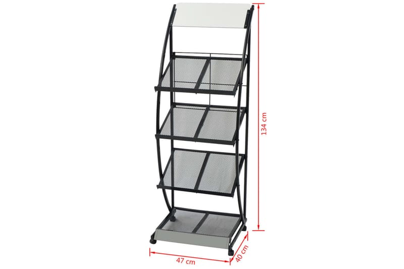 Tidningsställ 47x40x134 cm svart och vit A4 - Svart - Förvaring - Småförvaring - Förvaringsställ - Tidningsställ