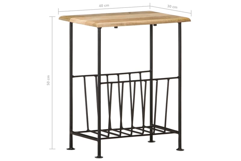 Tidningsställ 40x30x50 cm massivt mangoträ och stål - Svart - Förvaring - Småförvaring - Förvaringsställ - Tidningsställ