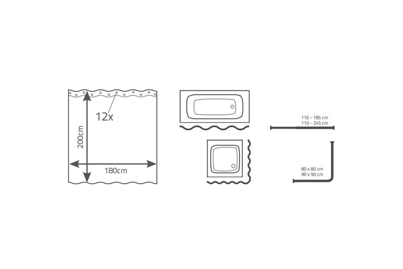 RIDDER Duschdraperi Bambus tyg 180x200 cm 47305 - Inredning & dekor - Badrumsinredning - Duschdraperi