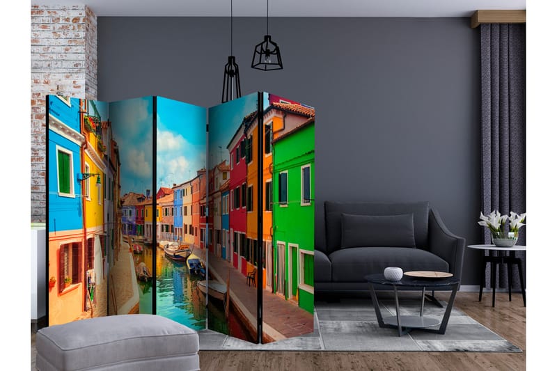 COLORFUL CANAL IN BURANO Rumsavdelare 225x172 cm - Artgeist sp. z o. o. - Inredning & dekor - Dekor & inredningsdetaljer - Rumsavdelare