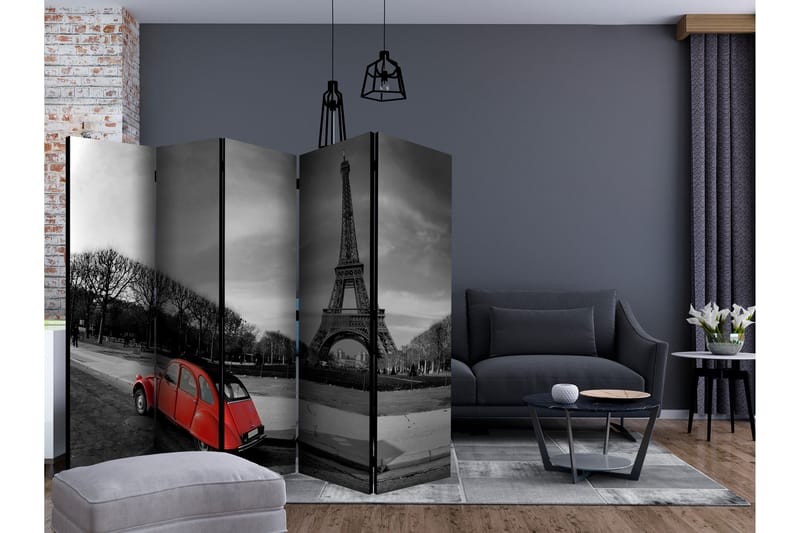 EIFFEL TOWER AND RED CAR Rumsavdelare 225x172 cm - Artgeist sp. z o. o. - Inredning & dekor - Dekor & inredningsdetaljer - Rumsavdelare