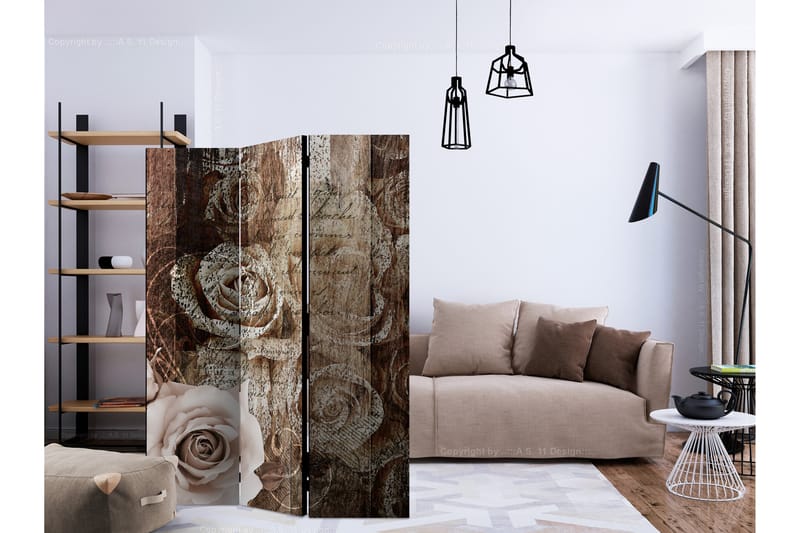 OLD WOOD & ROSES Rumsavdelare 135x172 cm - Artgeist sp. z o. o. - Inredning & dekor - Dekor & inredningsdetaljer - Rumsavdelare