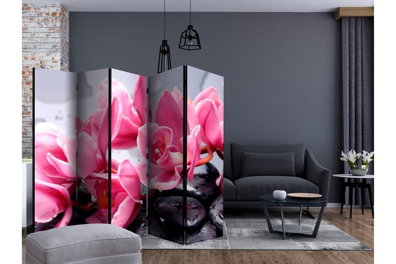 ORCHID FLOWERS WITH ZEN STONES Rumsavdelare 225x172 cm - Artgeist sp. z o. o. - Inredning & dekor - Dekor & inredningsdetaljer - Rumsavdelare