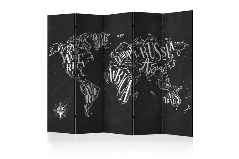 RETRO CONTINENTS (BLACK) Rumsavdelare 225x172 cm - Artgeist sp. z o. o. - Inredning & dekor - Dekor & inredningsdetaljer - Rumsavdelare