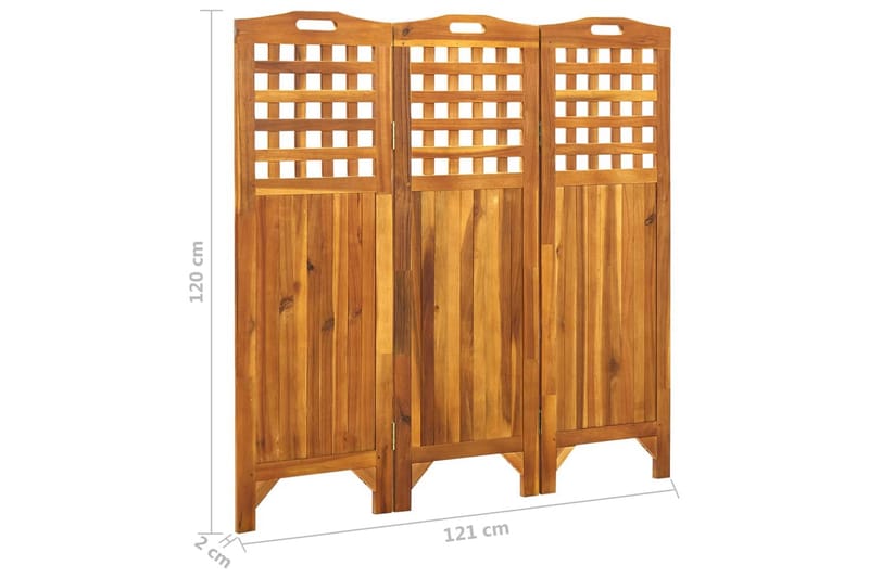 Rumsavdelare 3 paneler 121x2x120 cm massivt akaciaträ - Brun - Inredning & dekor - Dekor & inredningsdetaljer - Rumsavdelare