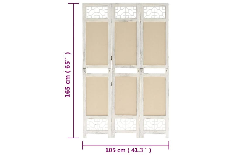 Rumsavdelare 3 paneler gräddvit 105x165 cm tyg - Kräm - Inredning & dekor - Dekor & inredningsdetaljer - Rumsavdelare