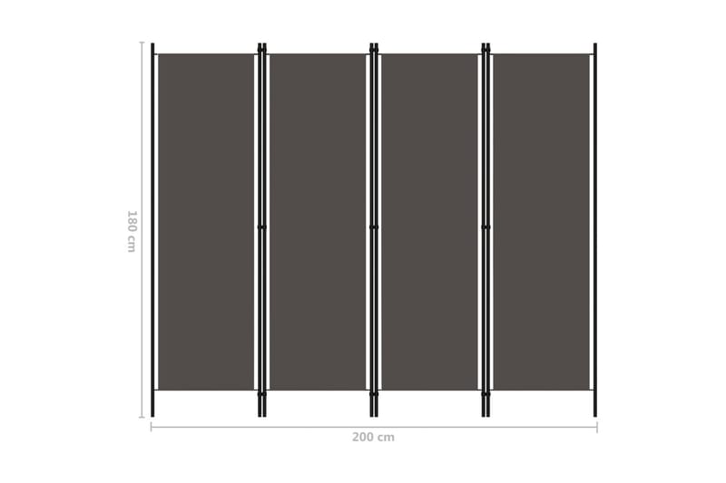 Rumsavdelare 4 paneler antracit 200x180 cm - Grå - Inredning & dekor - Dekor & inredningsdetaljer - Rumsavdelare